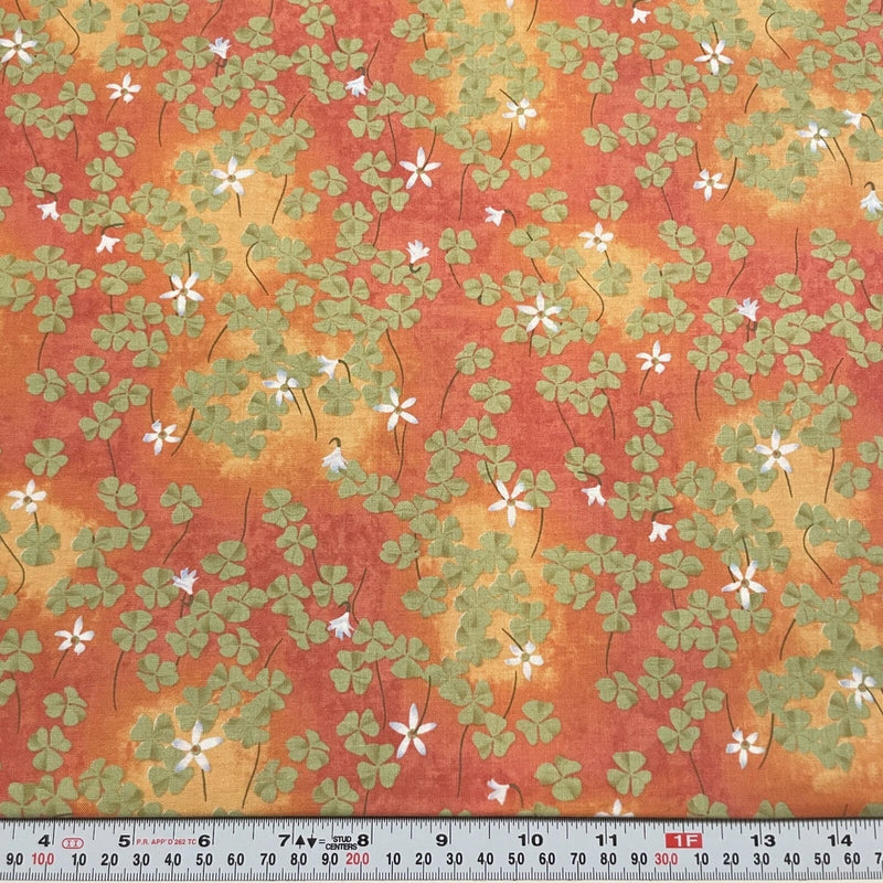 Serenity by Don Baker for Clothworks Clover Cotton Fabric Remnant 15" x 44" Flowering Plants