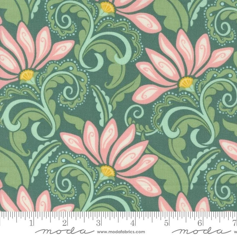 TANGO Valencia Basil Green Floral Quilt Fabric Moda / Kate Spain sold by 1/2 Yd Flowering Plants