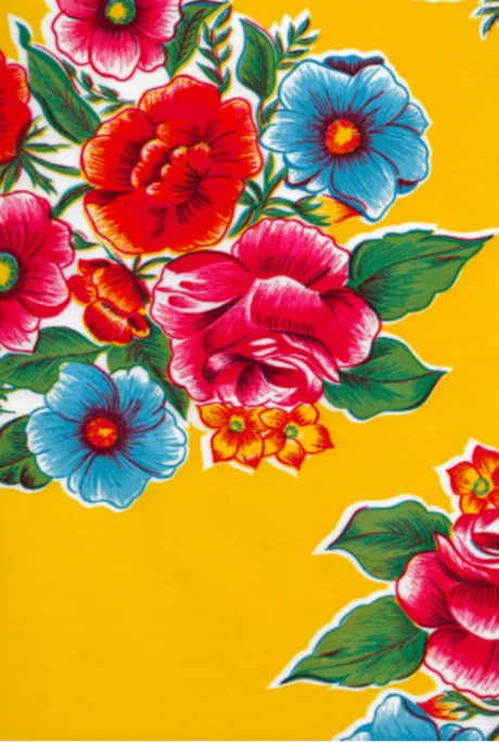 Oilcloth Fabric Texas Lady Bird Wild Flower Yellow Pattern Sold in Yard or Bolt Flowering Plants