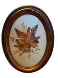 Vintage Pressed Flower Framed Art Oval 8.5 In X 7.5 In Dried Flower