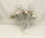 Beautiful Bride Wedding Floral Bouquet Groom Boutonniere White Pink Silver Bouquet