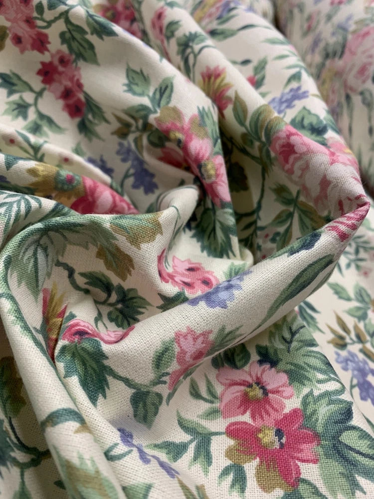 FLORAL PRINT COTTON (SOFT FURNISHING FABRIC) GRETA - By WILSON : #BM21 Flowering Plants