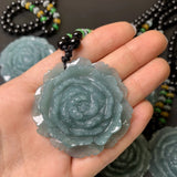 Jade pendant, jadeite A-grade, natural jade, peony flower pendant Peony