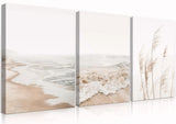 HDXUFJQ Neutral Beach Coastal Canvas Wall Art Beach Boho Botanical Pampas Gra... Pampas Grass