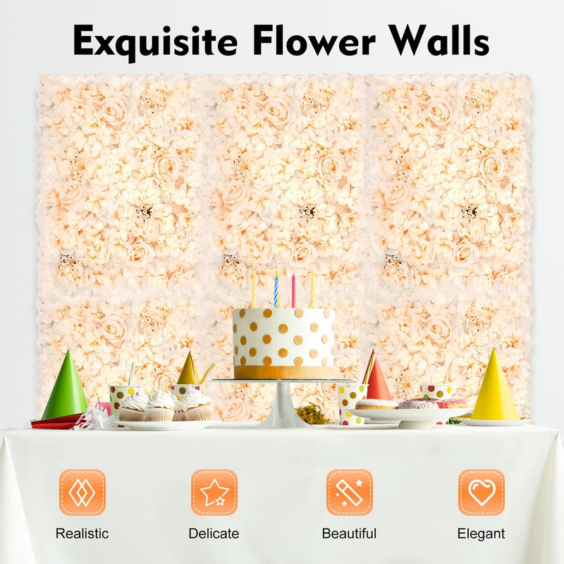 6PCS Wedding Artificial Silk Hydrangea Flower Wall Panel Wall Decor Wall Panel Hydrangea