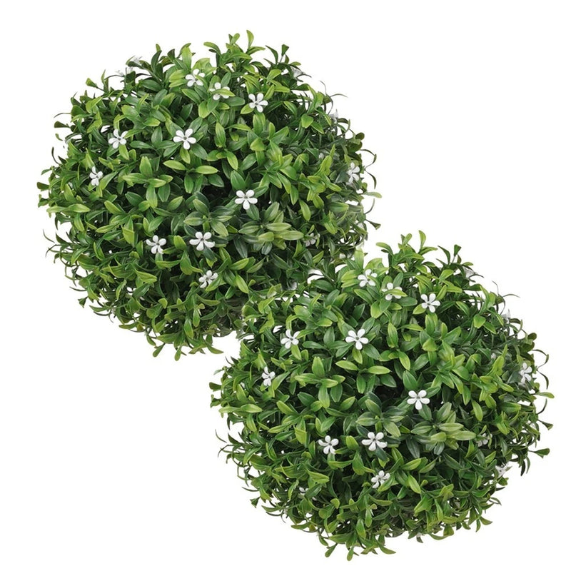 2 Pcs Artificial Flower Balls Faux Plant Topiary for Garden and Event Decor Green Plant