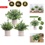 Artificial Eucalyptus Plants Mini Potted Fake Plants 3 Pack Home Office Decor Green Plant