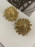 Latoir Fashion Blogger Gold Sunflower Flower Oversized Statement Stud Earrings 1 Sunflower