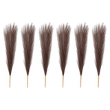 6 Pcs 17 Inch Faux Pampas Grass Artificial Boho Decor Dark Brown Pampas Grass