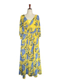 Ellos Blue Hydrangea Print Chiffon Wrap Dress Size 18/20 NWT Hydrangea