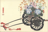 Japan Kyoto Flower Cart Summer with Hydrangeas,Lilies,Cherry Blossoms Vintage PC Hydrangea