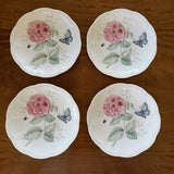 Lenox Butterfly Meadow Set of 4 Hydrangea and Eastern Tailed Blue Bread Plate Hydrangea