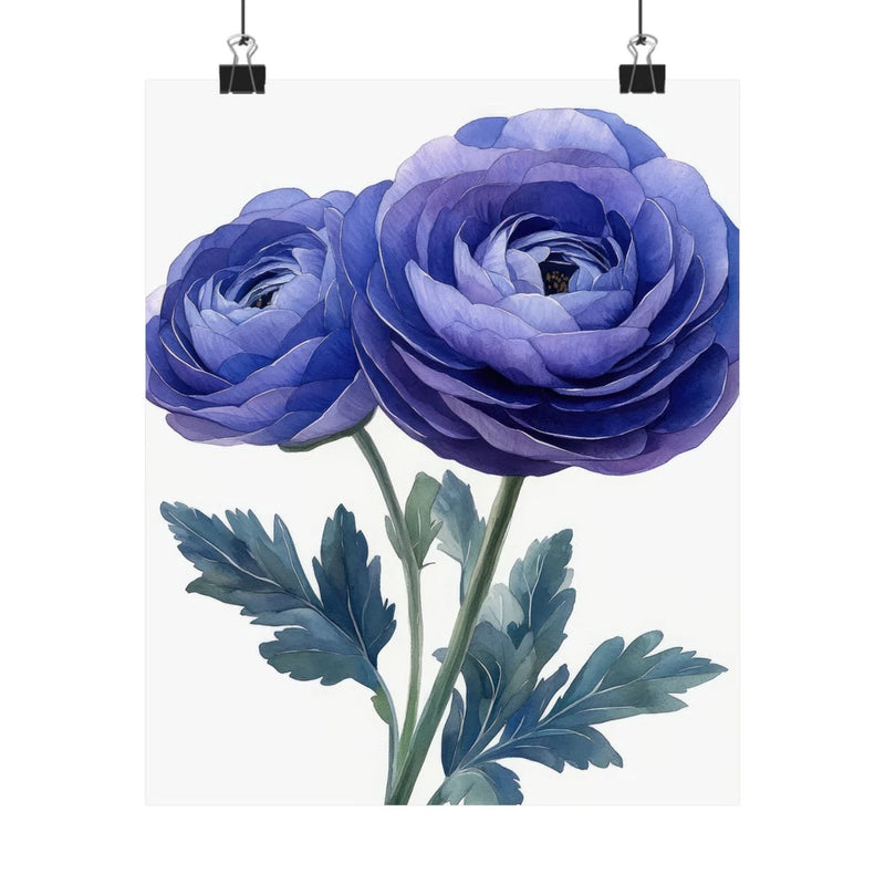 Boho Lavender Ranunculus Flower Art Print Poster, Minimalist Floral Wall Art 6 Ranunculus