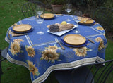 Jacquard Tablecloth Blue 145X145 Cm Tapestry Sunflowers France Provence Sunflower
