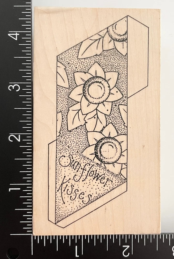 TAC Studio Sunflower Kisses Flower Tab Wood Mounted Rubber Stamp Sunflower