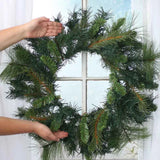 33" Artificial Mixed Green Pine Christmas Holiday Winter Wreath Green Plant