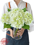 JINWOE 4PCS Green Hydrangea Silk Flowers, 21" Real Touch Hydrangea