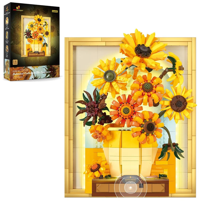 JMBricklayer Flowers Sunflower Building Sets for Adult with Lights 70004, Van... Sunflower