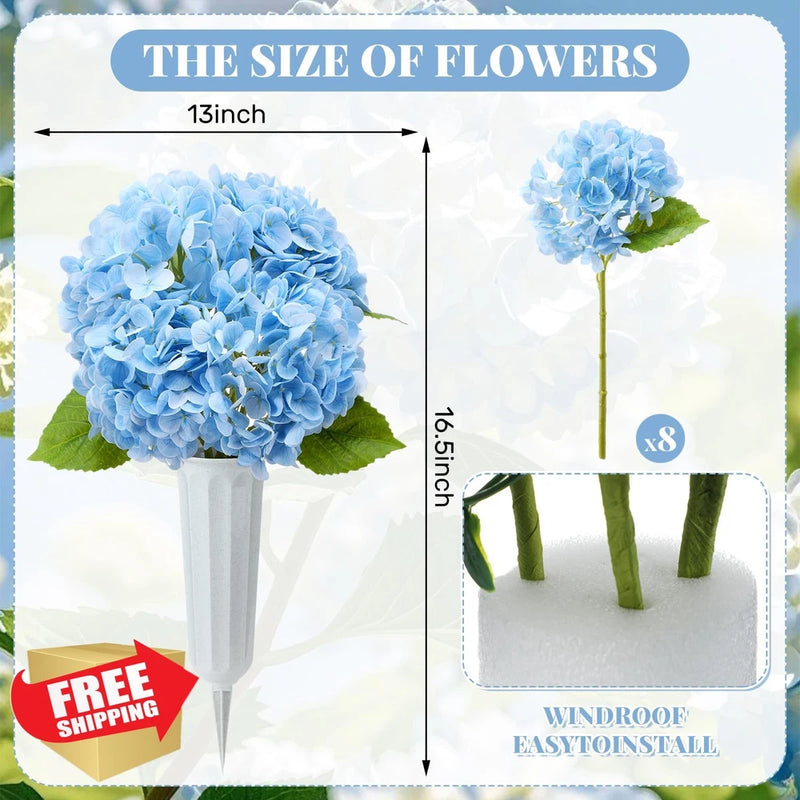 Thiccywoov 2 Set Blue Hydrangea Cemetery Flowers Vase Hydrangea