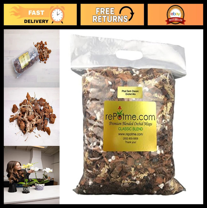 Orchid Potting Mix for Phalaenopsis - Hand Blended, Dark Classic Mini Bag Orchids
