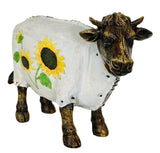 Vintage Farmhouse Dairy Cow Sunflower Cottage Flowers Statue Figurine Farm Decor Sunflower
