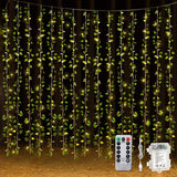 15 Pcs 6.6 ft 300 Fake Ivy Vines Window Curtain String Light for Bedroom, Art... Green Plant