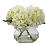 CREAM BLOOMING SILK HYDRANGEA ARTIFICIAL FLORAL FAKE FLOWER ARRANGEMENT w/ VASE Hydrangea
