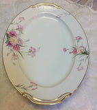 Noritake China Amherst 14" Oval White Serving Platter Carnations & Gold Trim Carnation