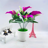 Realistic Calla Lily Potted Plant Made of Silk Cloth and Plastic 26cm Wide Lily