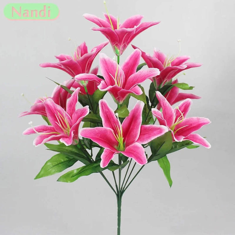 10 Heads Artificial Lily Flower Bouquet Ð European Style Multicolor Faux Lilies Lily