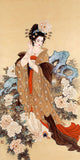 Oil painting one of Chinese ancient four beauty - Yang yuhuan & peony flower 36" Peony