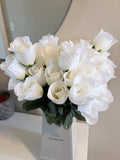 60PCS White Silk Rose Artificial Flower Proposal Bouquet Home Decor Bridal Lot Bouquet
