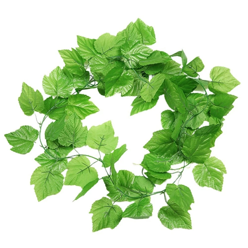Artificial grape leaf vine with green faux grape leaves, decorative plant set