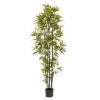 Artificial bamboo tree plant with adjustable leaves in a dark pot, 6 ft tall