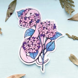 Snake and Pink Hydrangeas Sticker - Clear Vinyl Hydrangea