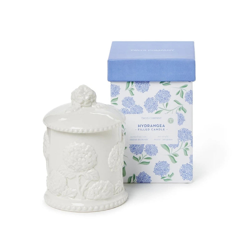 's Company Hydrangea Filled Candle | Handcrafted Fine Bone Porcelain with Int... Hydrangea