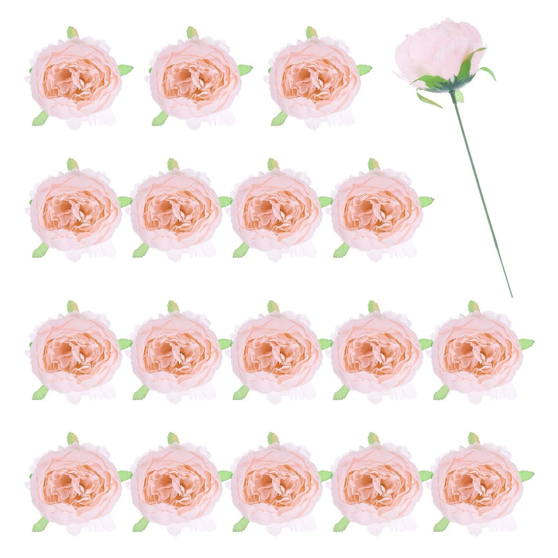 25Pcs Peonies Artificial Flowers, Fake Peony Flowers with Stems, Light Pink Peony
