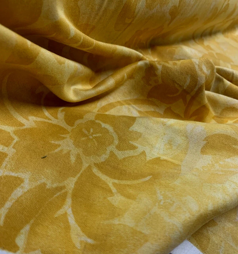 FLORAL PRINT COTTON (SOFT FURNISHING FABRIC) MUSTARD : #BM22 Flowering Plants