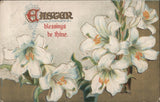 Easter Flowers Lilies with 'Blessings Thine' Greeting Antique Vintage Postcard Lily
