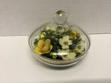 Faux Dried Flowers Display Glass Apothecary Jar 5.5Ó W x 4.25Ó H. Roses Blossoms Dried Flower