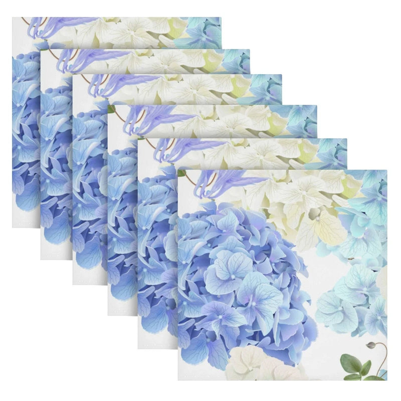 Blue White Hydrangea Flowers Cloth Napkins 20 X 20 inch Polyester Washable Co... Hydrangea