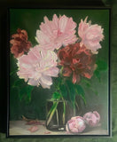 Vase Of Peonies Still Life Canvas Hand Embellished Framed Wall Art  16Óx20Ó Peony