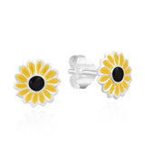 Petite Yellow Sunflower .925 Silver Stud Earrings Sunflower