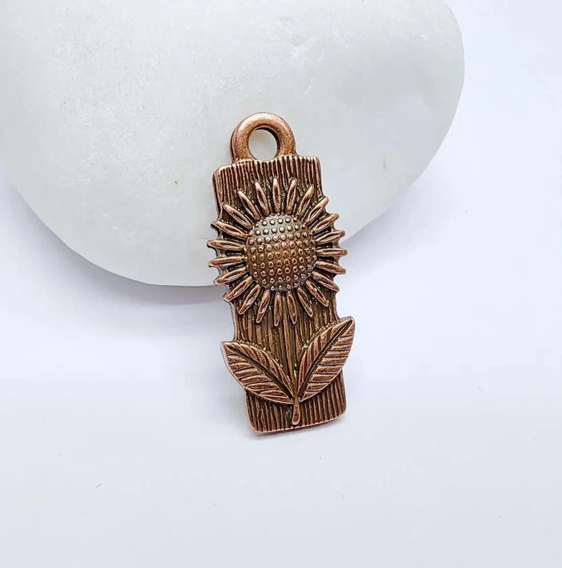 2 Pcs Flower Charms, Floral Pendant, Herb Earring Charms Sunflower Dangle G36669 Sunflower