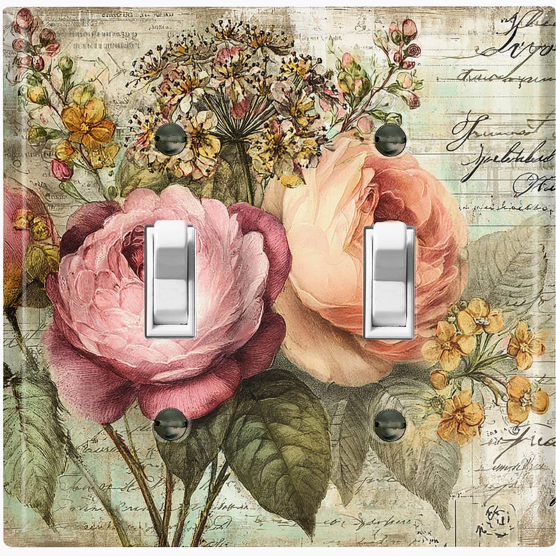 Metal Light Switch Outlet Cover Wall Plate Vintage Pink Carnation Flowers FWR311 Carnation