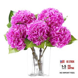 5pcs Hydrangea Artificial Flowers Real Touch 20 inch Lifelike Dark Fuchsia Hydrangea