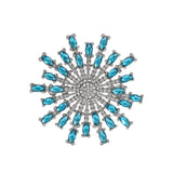 Blue Clear Crystal Rhinestone Sunflower Flower Brooch Pin Sunflower