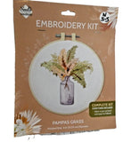 Pampas Grass DIY Embroidery KIT Complete Round Hoop Frame 6" Diameter Pampas Grass