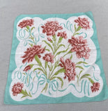 Vintage Ladies Hankies 1 Pink Carnation Floral Handkerchief  , 1 White Hanky Carnation
