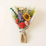 Forever Flowers Wooden Flower Bouquet Building Kit, Sunflower/Red Camellia/Pink Sunflower